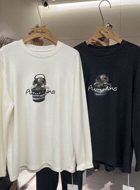 HANMIGAO 圆领字母卡通图案宽松长袖T恤打底衫63550