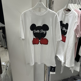 7071 T恤打底衫 T.T巴厘衣柜 圆领字母刺绣卡通图案宽松短袖