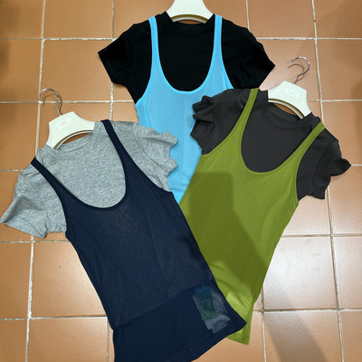 PEACE 短袖T恤+无袖背心吊带+半身裙中长裙三件套14396