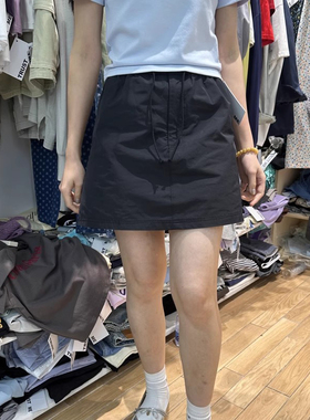 TRUST ME 抽绳高腰纯色防走光内衬半身裙A字短裙