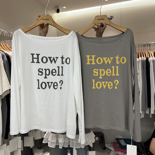 长袖 T恤防晒衣70271 斜肩露单肩字母图案薄款 HANMIGAO