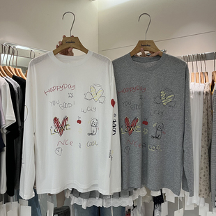 长袖 T恤防晒衣70252 圆领字母卡通图案薄款 HANMIGAO