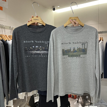 HANMIGAO 圆领字母人像插肩宽松长袖T恤松弛感上衣打底衫63035