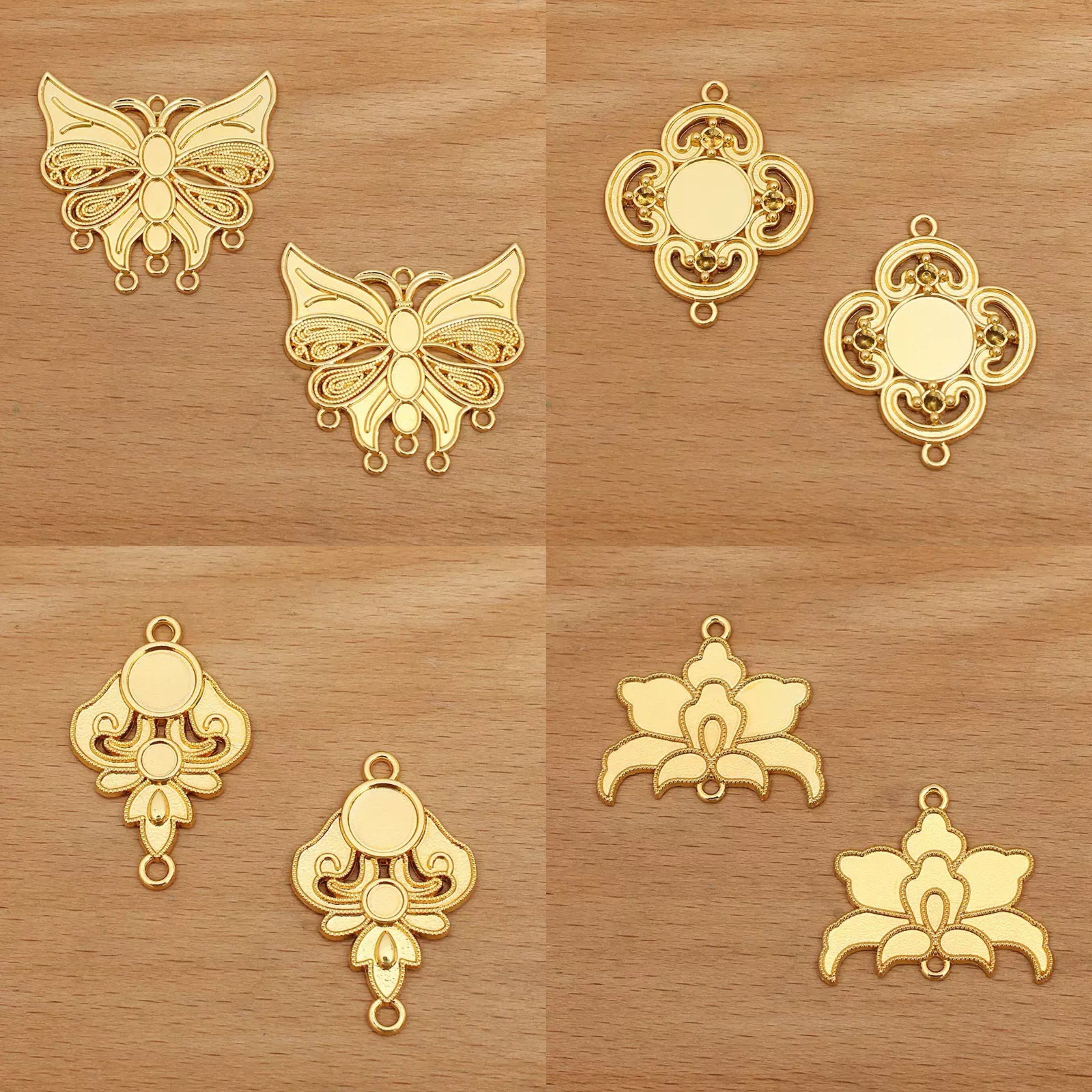 5个价 DIY配件合金花枝汉服自制手工发饰材料莲花云朵扇形