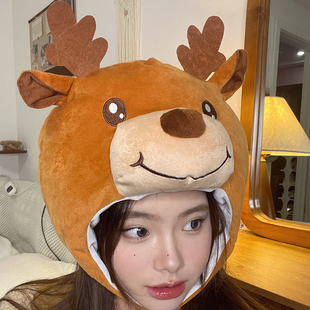 怪阿姨 圣诞麋鹿头套2025秋冬跨年装扮拍照表演可爱搞怪驯鹿帽子