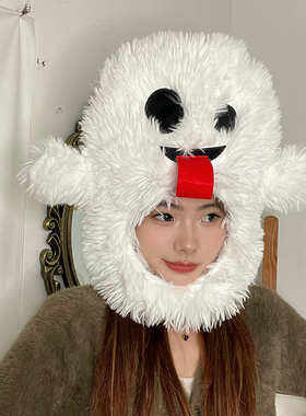 万圣节吐舌头幽灵头套搞怪帽子