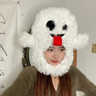 怪阿姨 吐舌头幽灵搞怪帽子精灵圣诞节雪人派对拍照儿童可爱头套