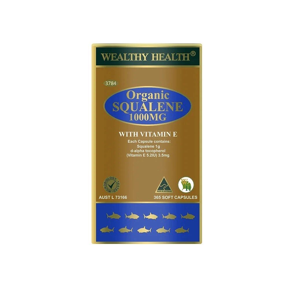 澳洲直邮WEALTHY HEALTH富康TGA有机鲨鱼角鲨烯365粒1000mg