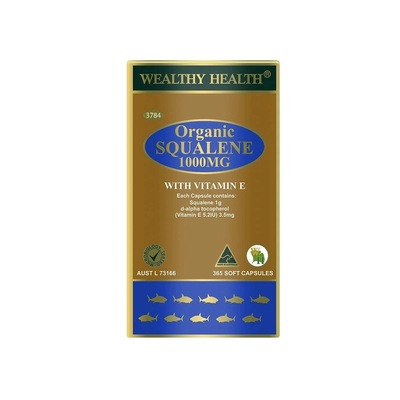 澳洲直邮WEALTHY HEALTH富康TGA有机鲨鱼角鲨烯365粒1000mg