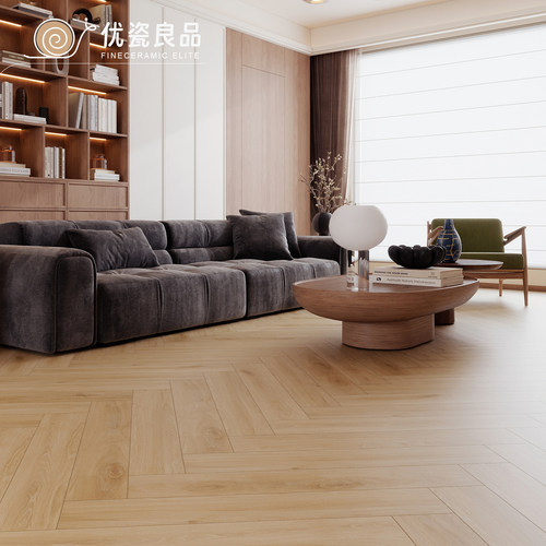 奶油风150x900原木色木纹瓷砖卧室客厅全屋通铺仿实木全瓷地板砖