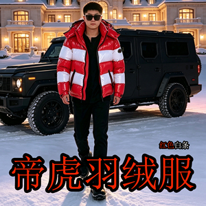 帝虎羽绒服男短款可脱卸帽白鹅绒