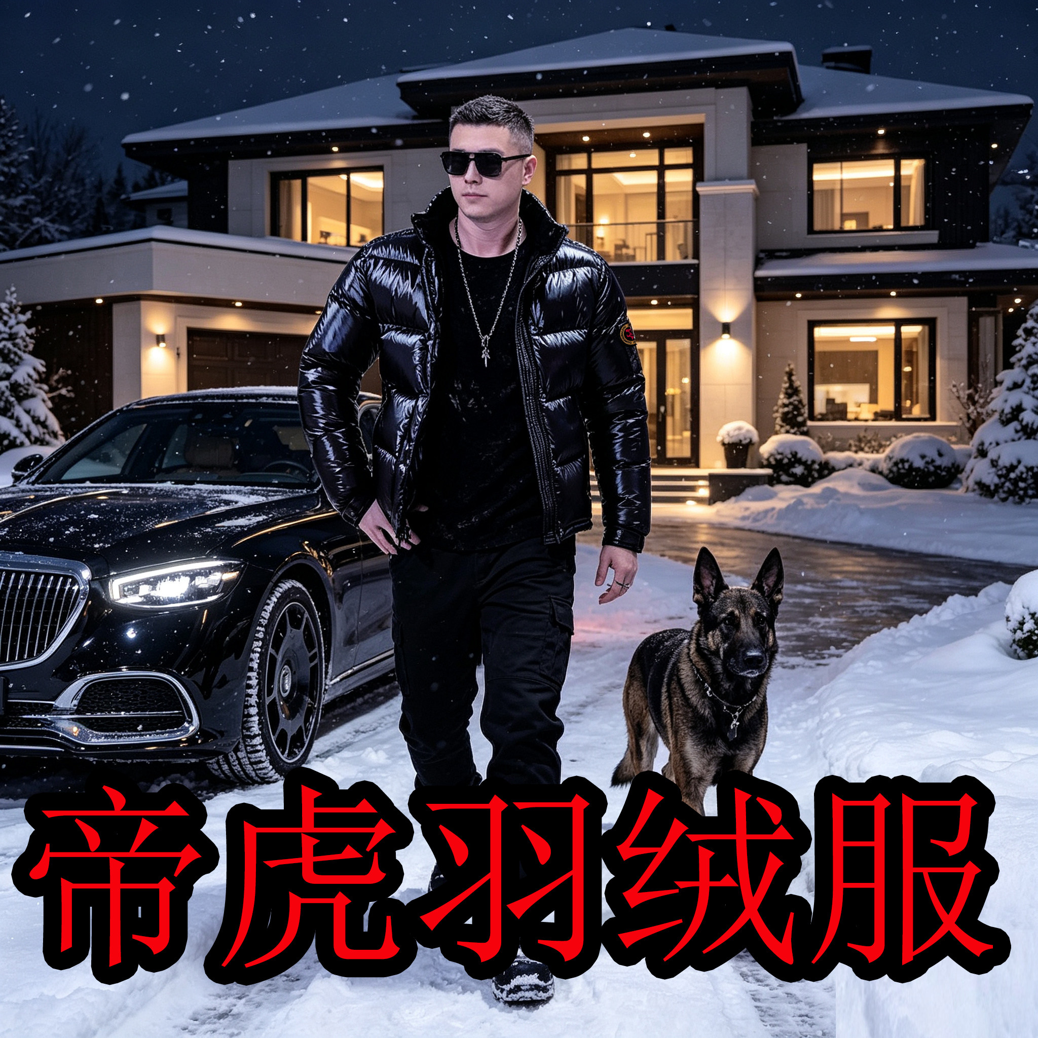 魔鬼兄弟白鹅绒立领冬季短款帝虎