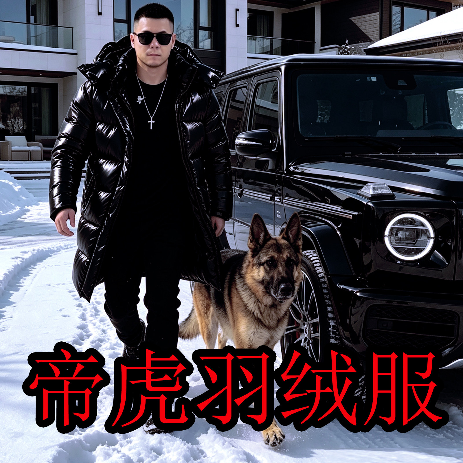 帝虎魔鬼兄弟羽绒服男中长款