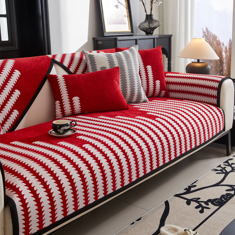 雪尼尔防滑简约现代沙发垫四季用