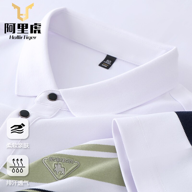 中老年爸爸夏装冰丝polo衬衫男士短袖t恤父亲衣服