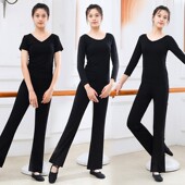 形体服长袖 学生修身 成人现代舞上衣 女舞蹈服直筒裤 舞蹈练功服套装