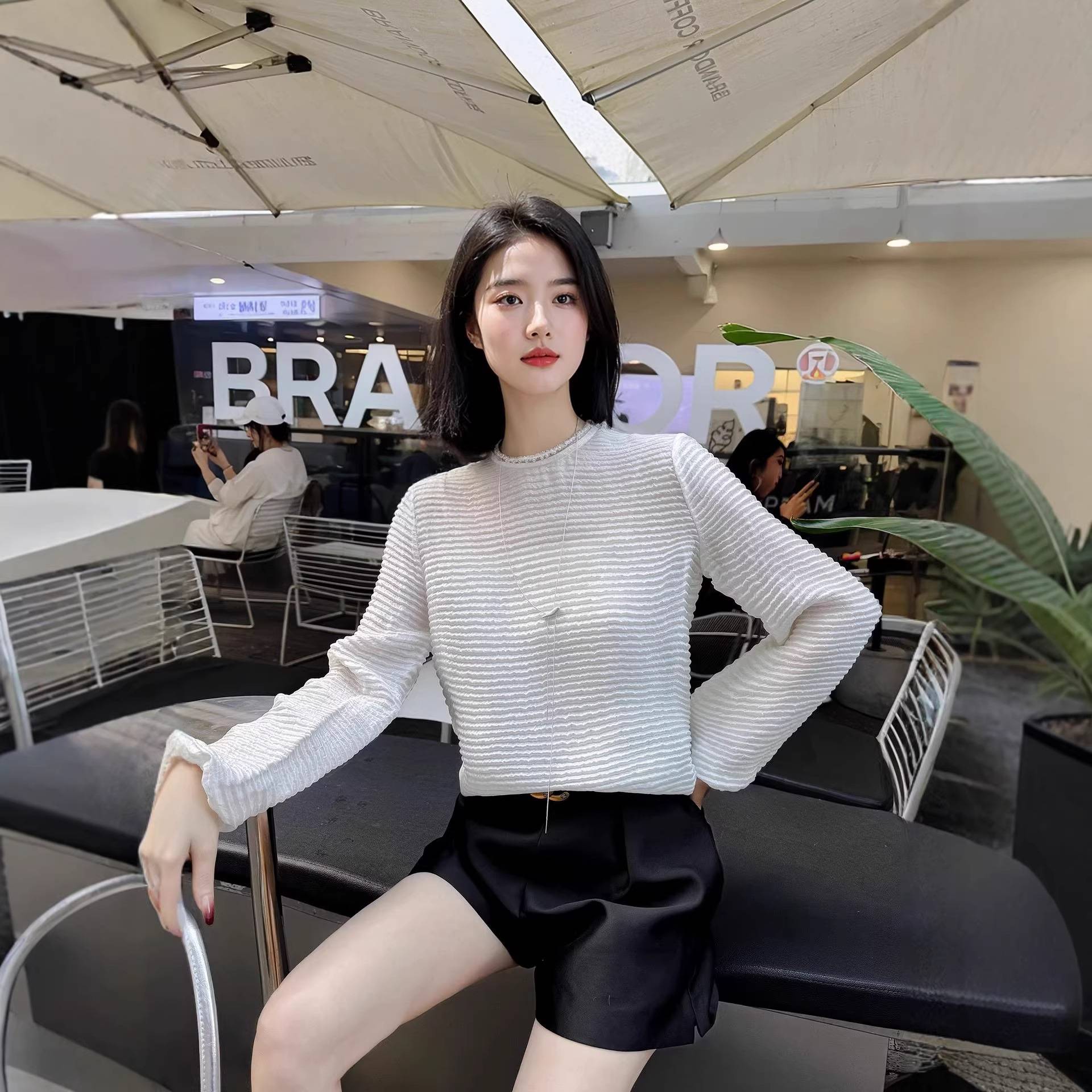 深圳南油原创真丝立体肌理小衫衬衫 外贸定织桑蚕丝百搭小衫