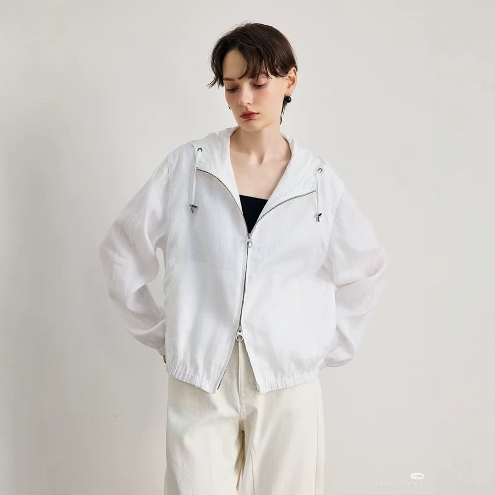 深圳南油老钱风LP亚麻外套夏季新款薄简约舒适显瘦梭织亚麻防晒外图片