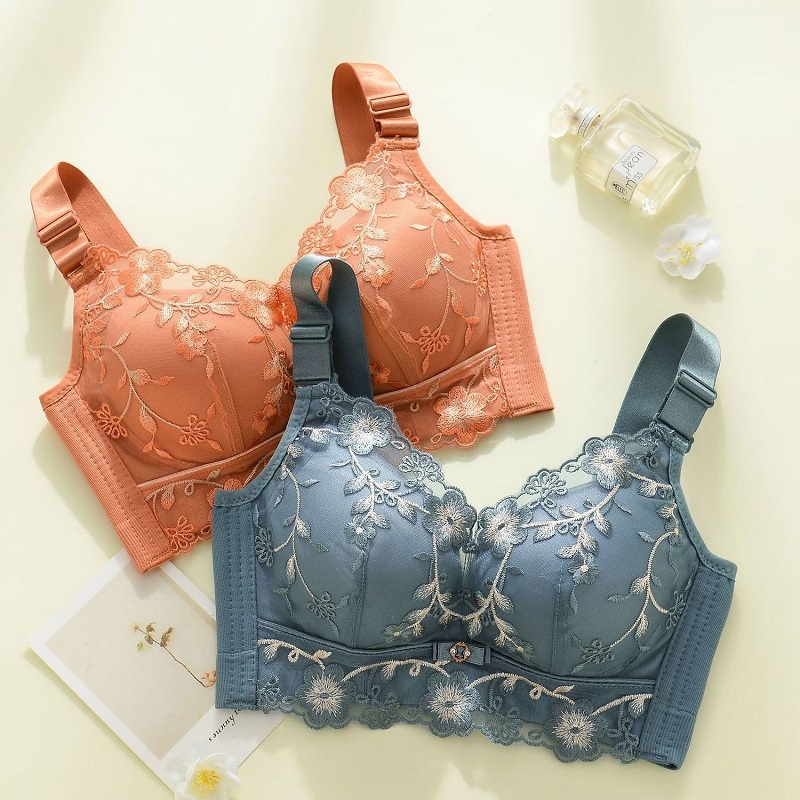 内衣女小胸聚拢收副乳防下垂上托文胸无钢圈刺绣新款2025胸罩爆款