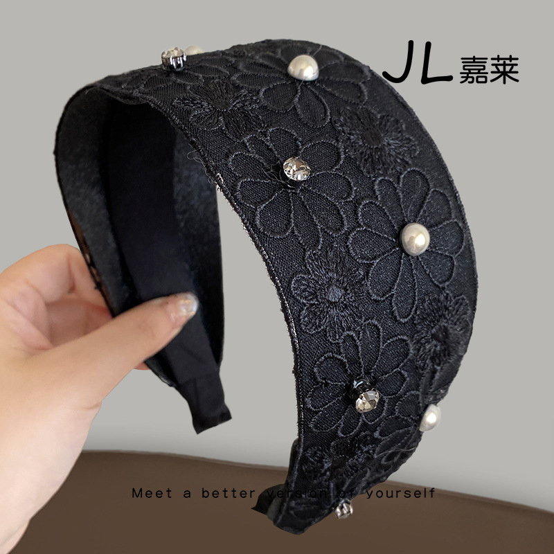 蕾丝宽边缕空发箍女头箍遮白发捆