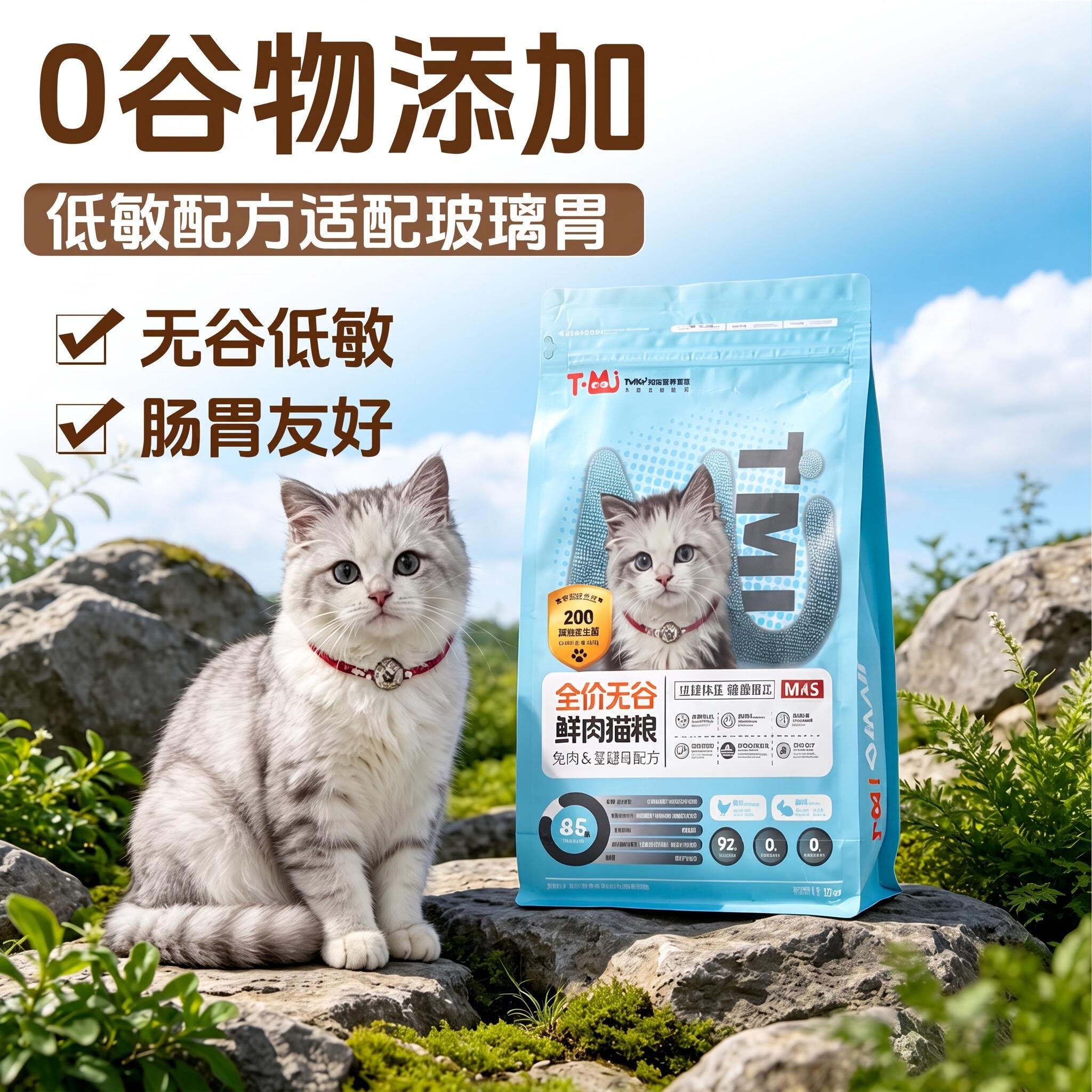 TMI全价无谷鲜肉猫粮M45 兔肉蔓越莓增肥发腮鲜肉（1.5KG）袋装图片