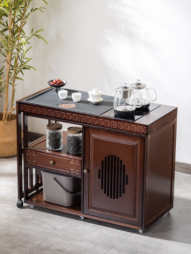 新中式茶桌小户型家用可移动旋转伸缩小茶几烧水泡茶一体茶台茶柜