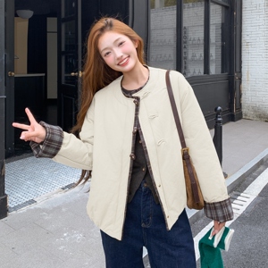 轻薄棉服时尚格子拼接款2025年秋冬季新款女小个子小棉袄保暖上衣图片