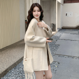 现货2025秋冬韩版双面呢大衣圆领百搭短款羊毛外套8021P235K335，女装毛呢外套，浙宝253