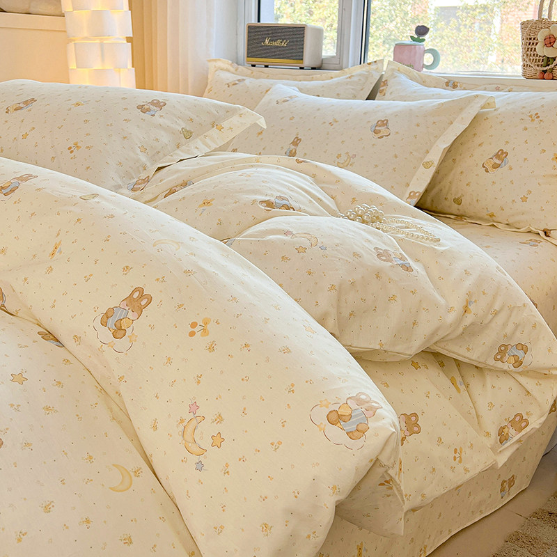 澳洲double床上4件套ins小清新美国full全棉纯棉床单床笠英国king