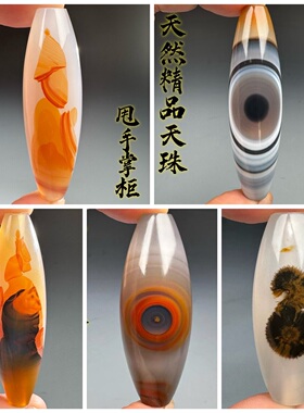 天然巴玉天珠巴西玛瑙勒子象形图案奇石颈饰吊坠挂件文玩藏宝018