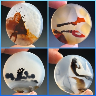 海洋玉髓巴玉玛瑙图案象形花草风景山水人物佛像天然奇石牌子 013