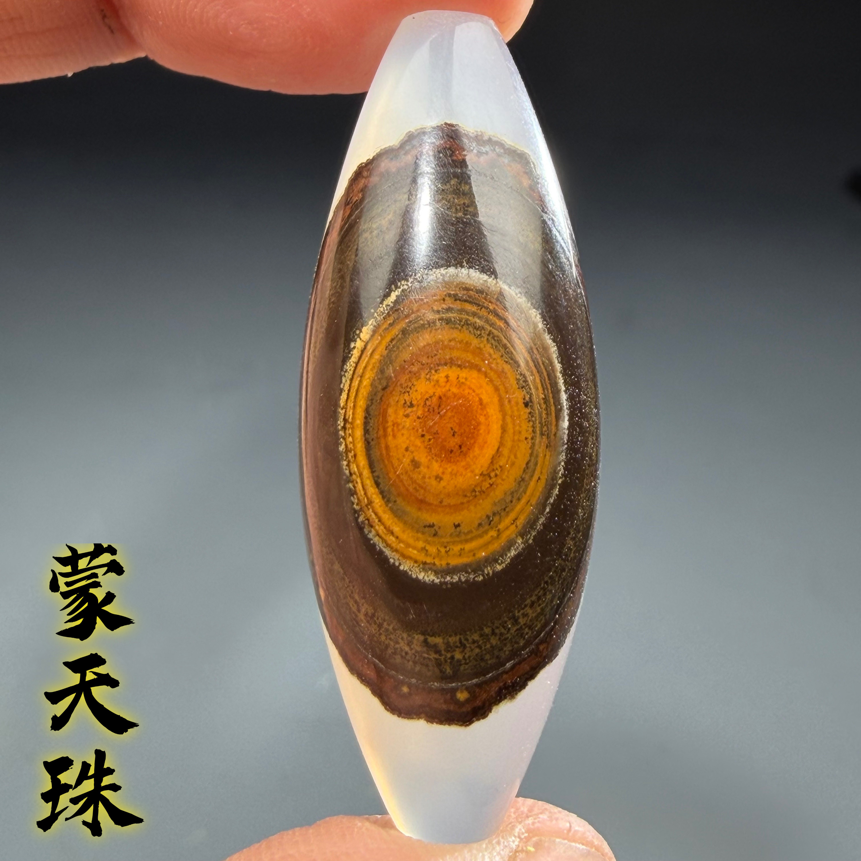 蒙天珠九眼石页岩白料一眼黄金瞳天然颜色三色珠子勒子吊坠佛珠