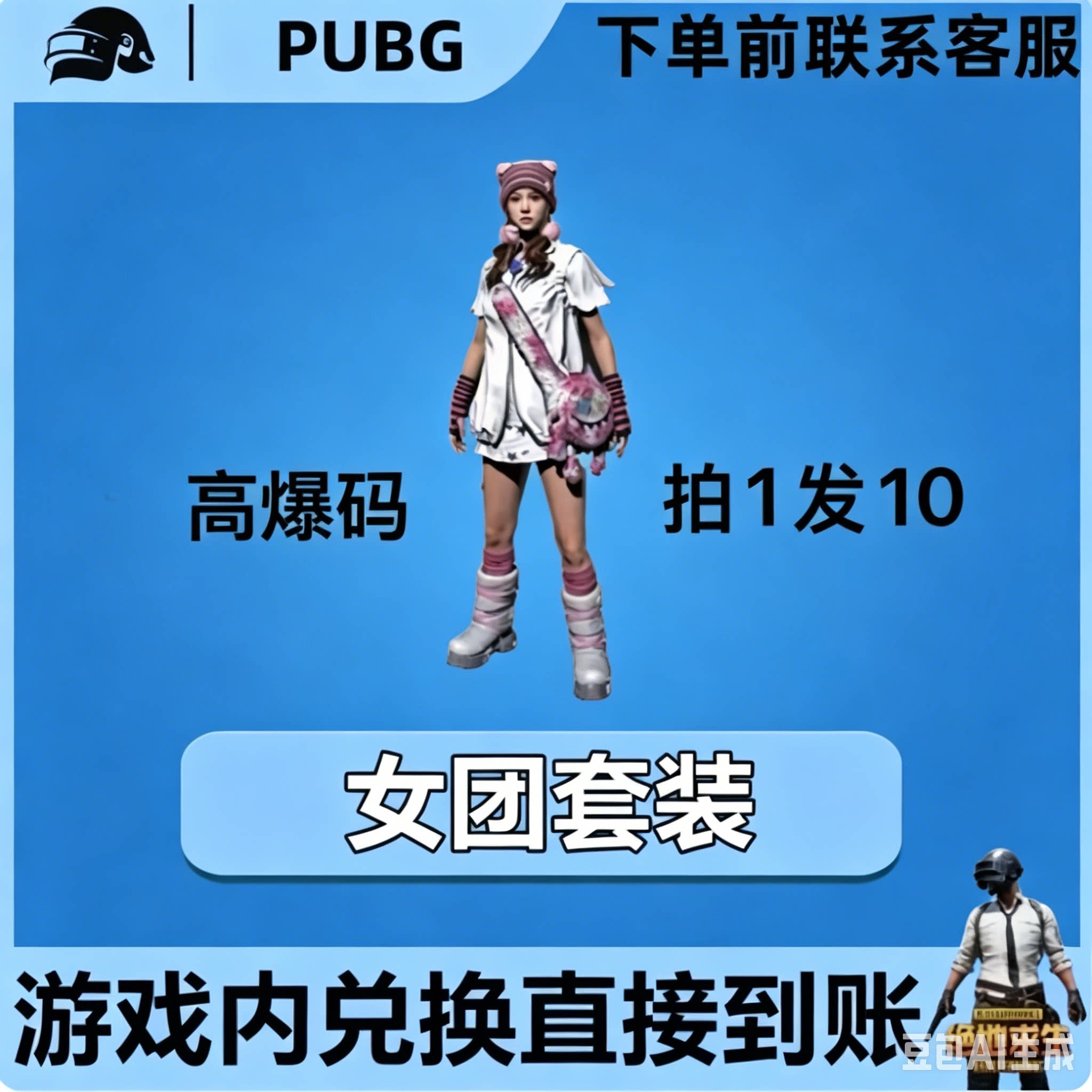 PUBG绝地求生皮肤G币满级成长武器女团套装黑货票卷CDK兑换码