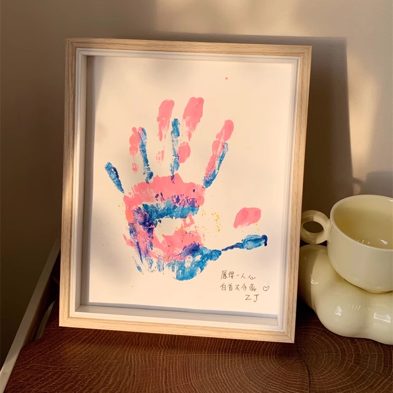 情侣手印相框油画颜料DIY手掌印泥工纪念手膜闺蜜七夕情人节礼物