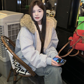 PTYBCY原创冬季 美式 毛领座山雕加厚保暖棉衣男女潮牌休闲宽松外套