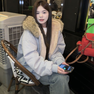 PTYBCY原创冬季 毛领座山雕加厚保暖棉衣男女潮牌休闲宽松外套 美式