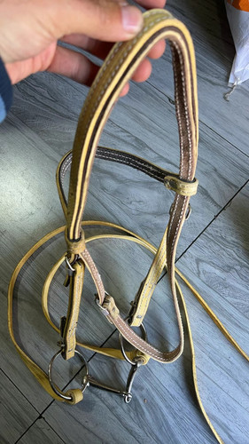 马具配件纯手工制作的牛皮缰绳的水勒