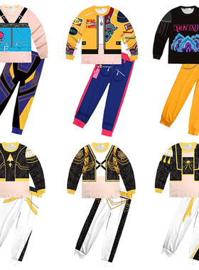 新款春秋季套装K-POP猎魔女团印花女童家居服长袖T恤长裤休闲套装