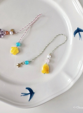 STORY OWL 天然蜜蜡水晶小吊坠ins手机挂绳耳机相机挂件