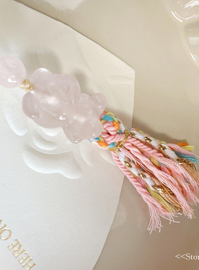 STORY OWL 天然蜜蜡粉水晶可爱熊小吊坠ins手机挂绳耳机相机挂件