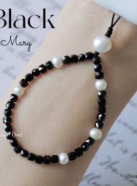 STORY OWL/黑色玛丽/天然黑尖晶ins巴洛克珍珠耳机相机挂绳手机链