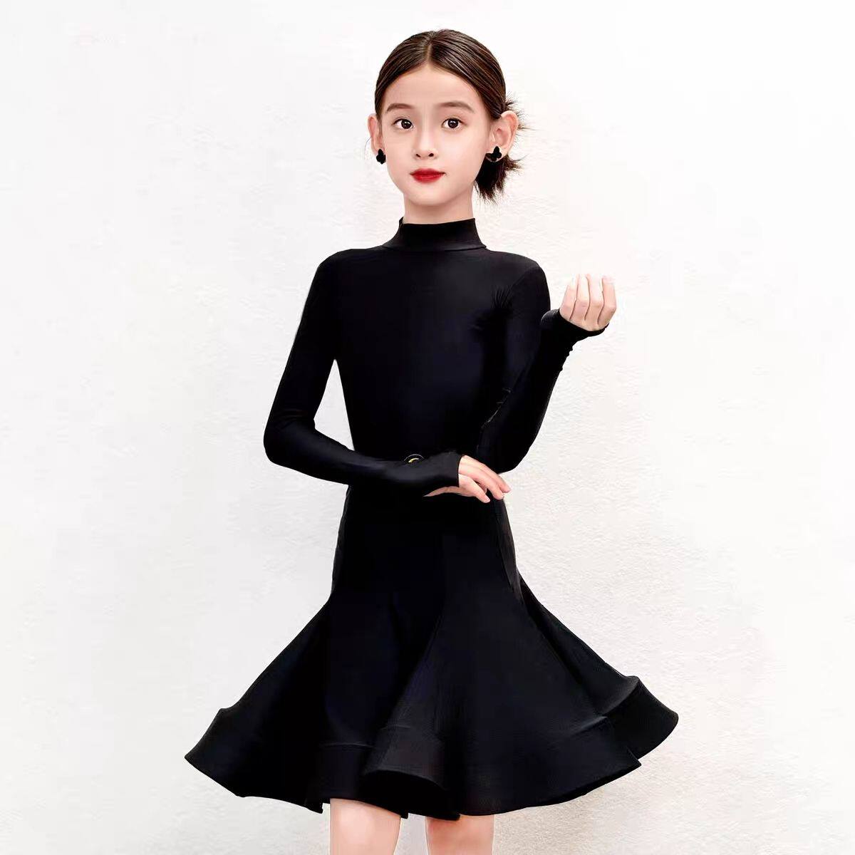 女童拉丁舞服比赛标准赛服规定新款锦纶少儿高级感套装高端女儿童