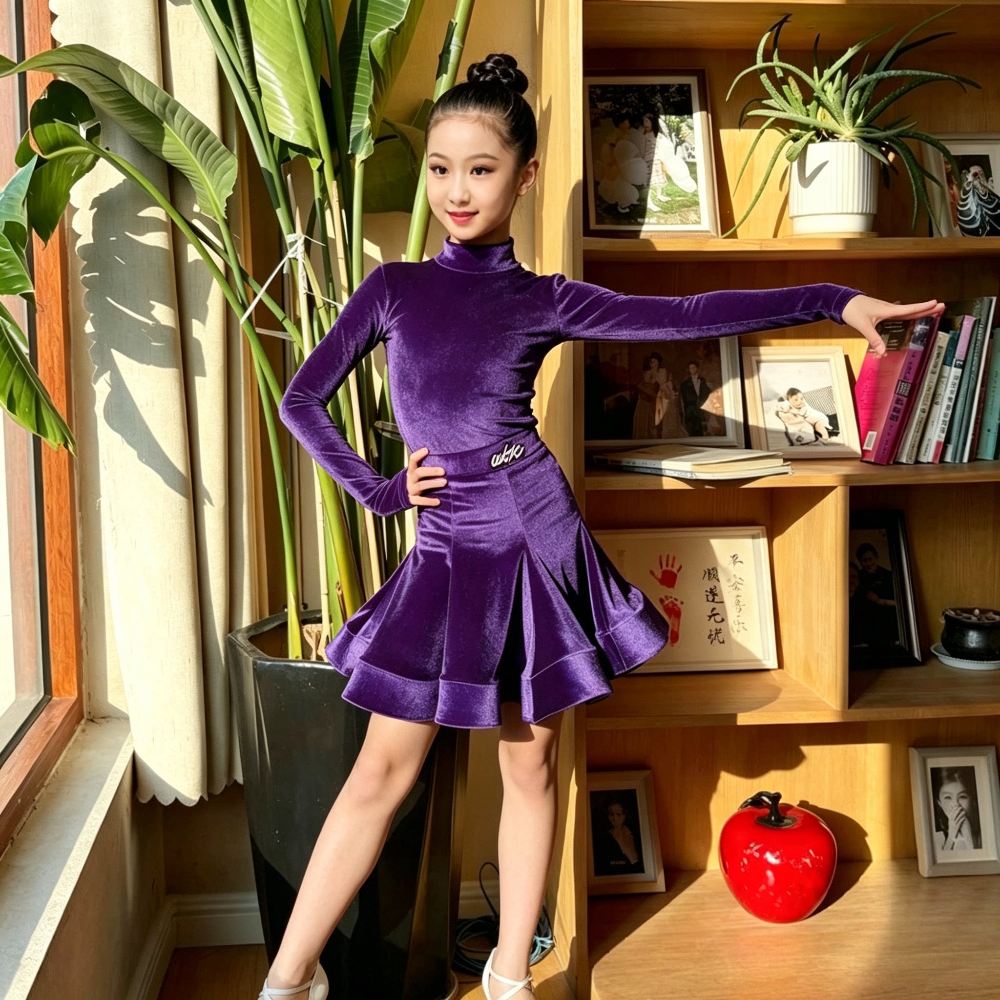 2026新款拉丁舞比赛表演服女童丝绒少儿专业标准舞蹈规定服装秋冬