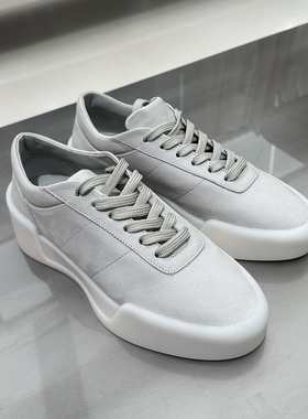 小紫人FOG CRAZY 灰色牛皮厚底增高优雅简约老钱风美式休闲板鞋男