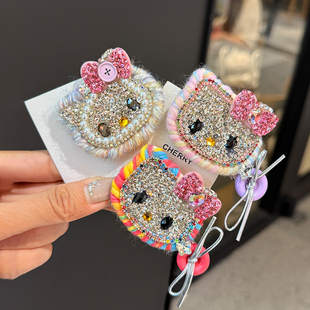 满钻hellokitty可爱发夹女刘海碎发整理夹子头饰边夹少女kt鸭嘴夹