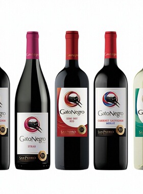 GatoNegro黑猫红酒赤霞珠梅洛西拉智利名庄原瓶进口葡萄酒半干