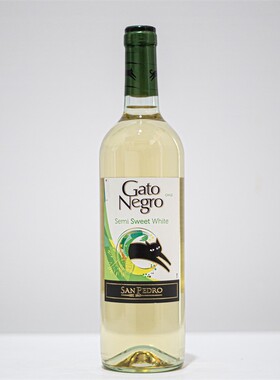 黑猫半甜白葡萄酒智利原瓶进口750ml瓶装果香夏日冰饮女士晚安酒