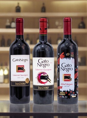 智利黑猫赤霞珠干红葡萄酒GatoNegro原瓶进口红酒750ml晚安酒整箱