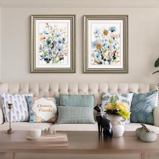 美式客厅沙发背景墙装饰画欧式餐边柜挂画轻奢高级感美克美家壁画