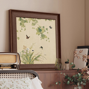 法式中古风软装卧室床头装饰画宋代美学高级感客厅挂画新中式壁画